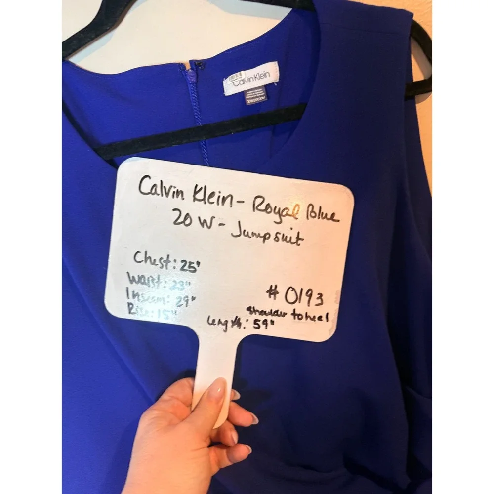 Calvin Klein Womens Royal Blue Wide Leg Draped Crossover Jumpsuit Plus Size 20W - Picture 10 of 10